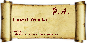 Hanzel Avarka névjegykártya